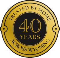 Badge that reads trusted by moms across Wyoming 40 years