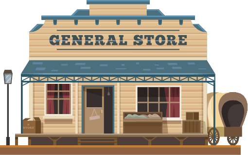 Illustration of an old west general store